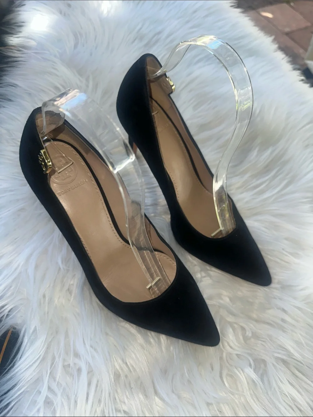 Tory Burch Women's Black Suede Pointed-Toe Stiletto Pumps